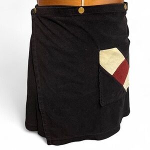 70s Vintage Christian Dior Black Velour Wrap Mini Skirt Size XL